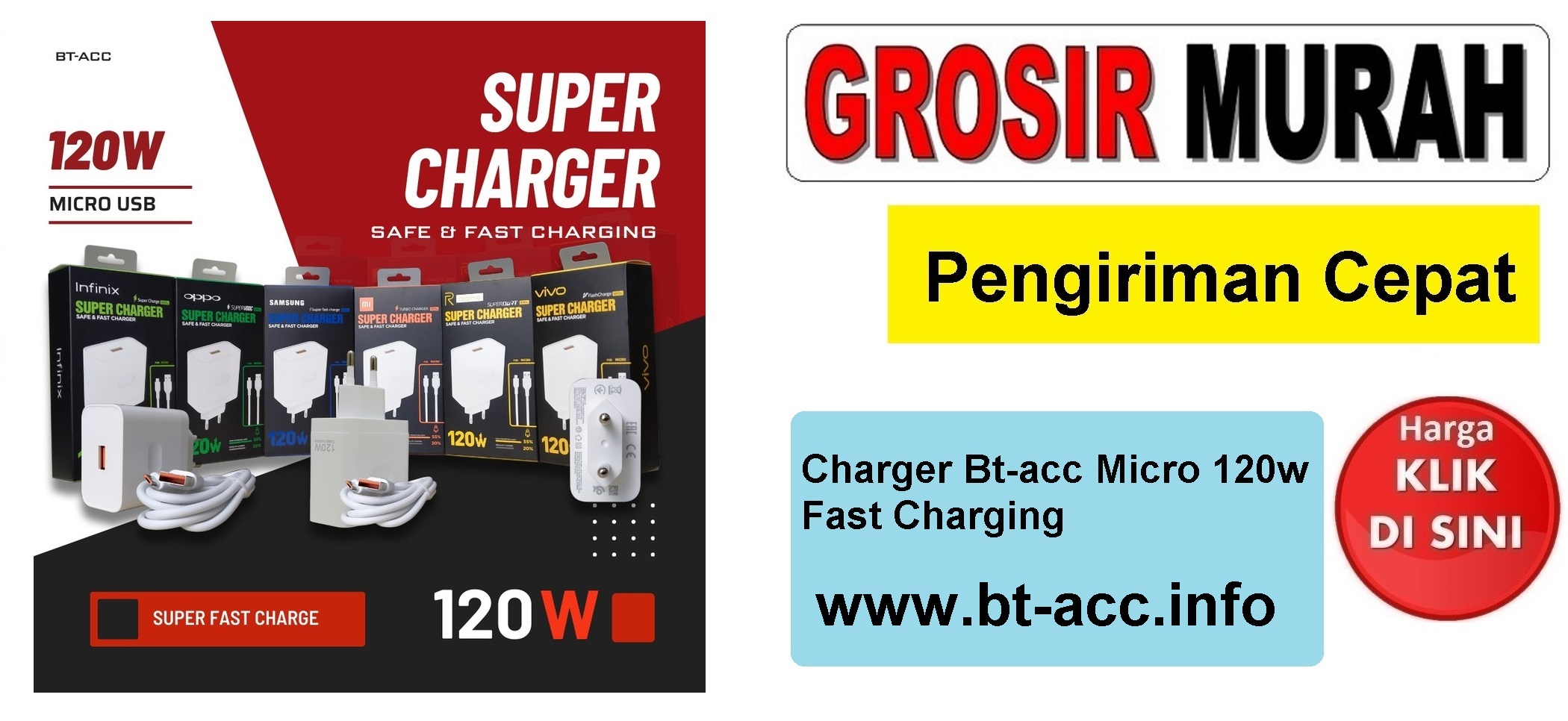 Charger Bt-acc Micro 120w Fast Charging casan tc usb cas Spare Part Hp Grosir