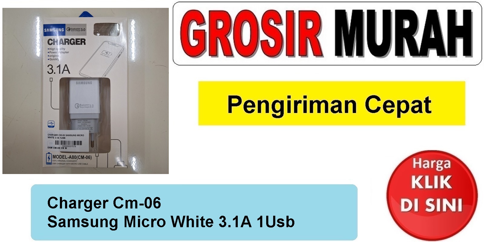 Charger Cm-06 Samsung Micro White 3.1A 1Usb casan tc usb cas Spare Part Hp Grosir