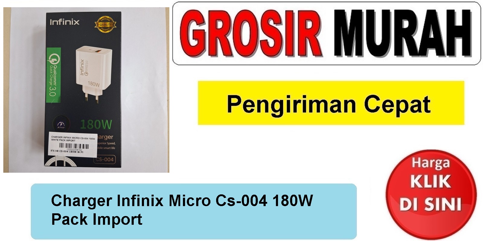 Charger Infinix Micro Cs-004 180W White Pack Import casan tc usb cas Spare Part Hp Grosir