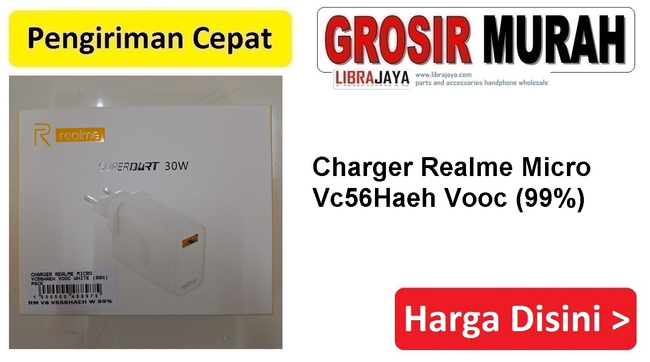 Charger Realme Micro Vc56Haeh Vooc White (99%) Pack casan tc usb cas Spare Part Hp Grosir