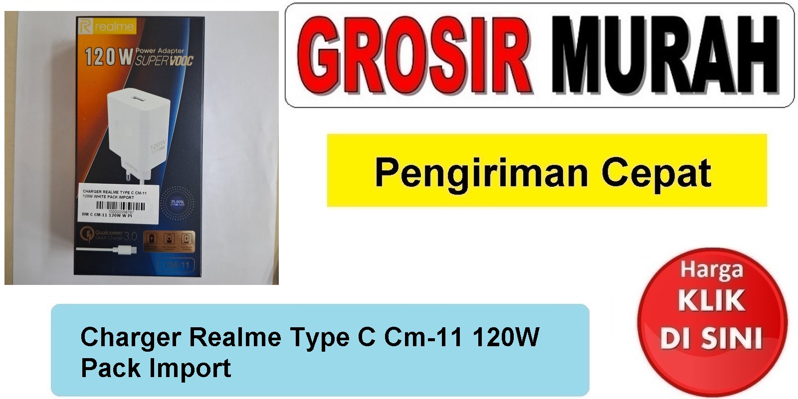 Charger Realme Type C Cm-11 120W White Pack Import casan tc usb cas Spare Part Hp Grosir