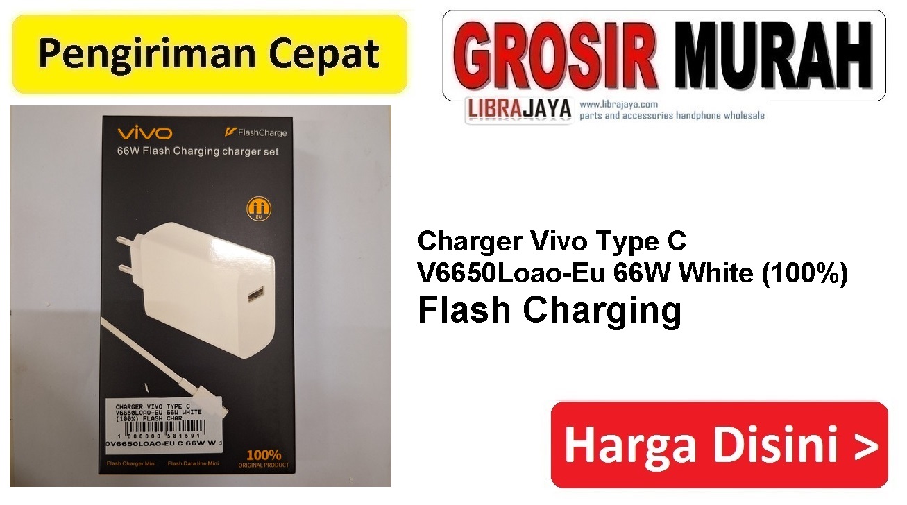 Charger Vivo Type C V6650Loao-Eu 66W White (100) Flash Charging casan tc usb cas Spare Part Hp Grosir