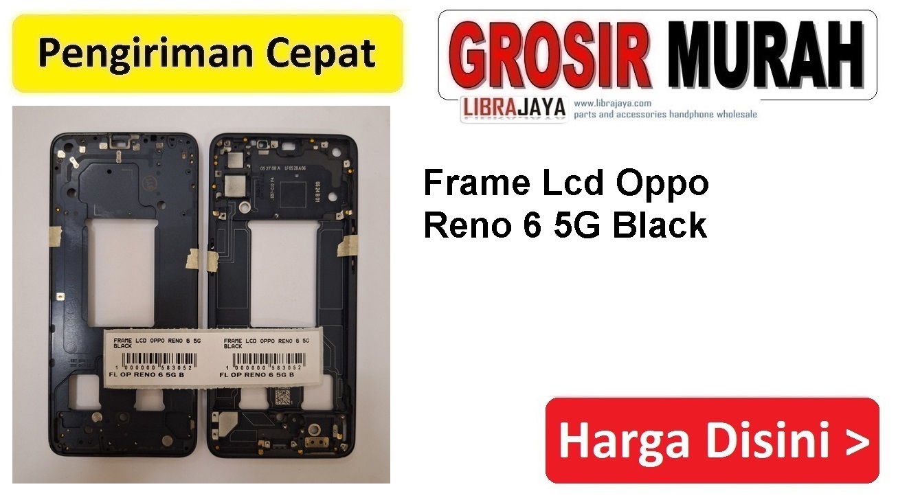 Frame Lcd Oppo Reno 6 5G Black Middle Frame Front Dudukan Tulang Tengah Bazel lcd Bezel Plate Spare Part Hp Grosir