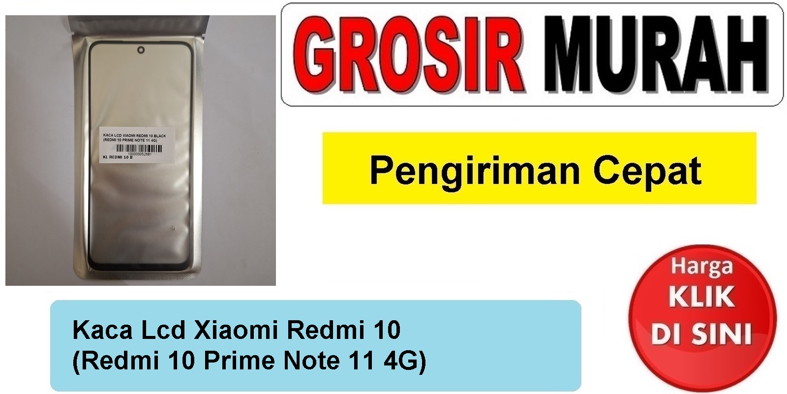 Kaca Lcd Xiaomi Redmi 10 (Redmi 10 Prime Note 11 4G) Glass Oca Kaca Depan Layar Digitizer Panel Spare Part hp Grosir