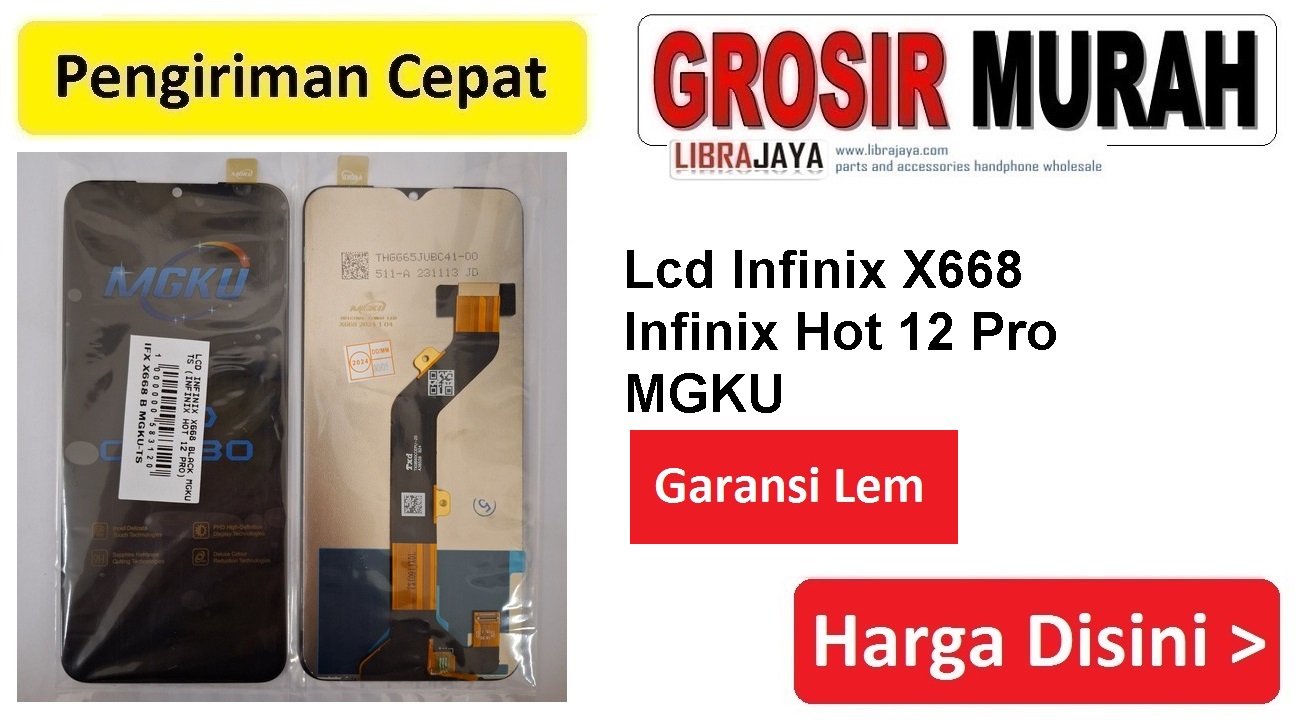 Lcd Infinix X668 Black Mgku Ts (Infinix Hot 12 Pro) Fullset Touchscreen Garansi lem Termurah Spare Part Hp Grosir