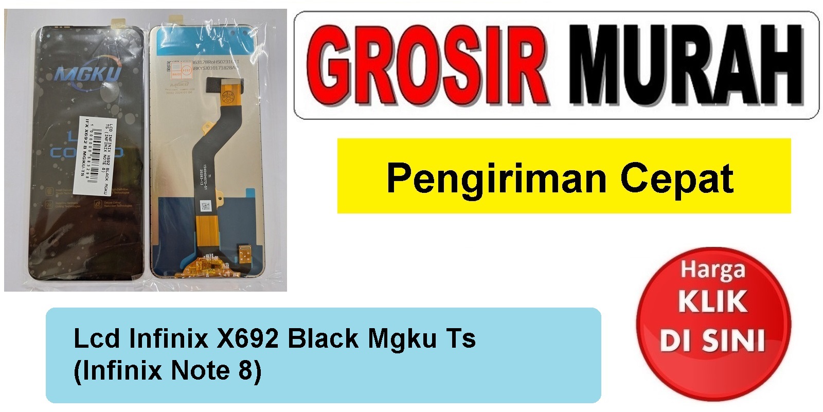 Lcd Infinix X692 Black Mgku Ts (Infinix Note 8) Fullset Touchscreen Garansi lem Termurah Spare Part Hp Grosir