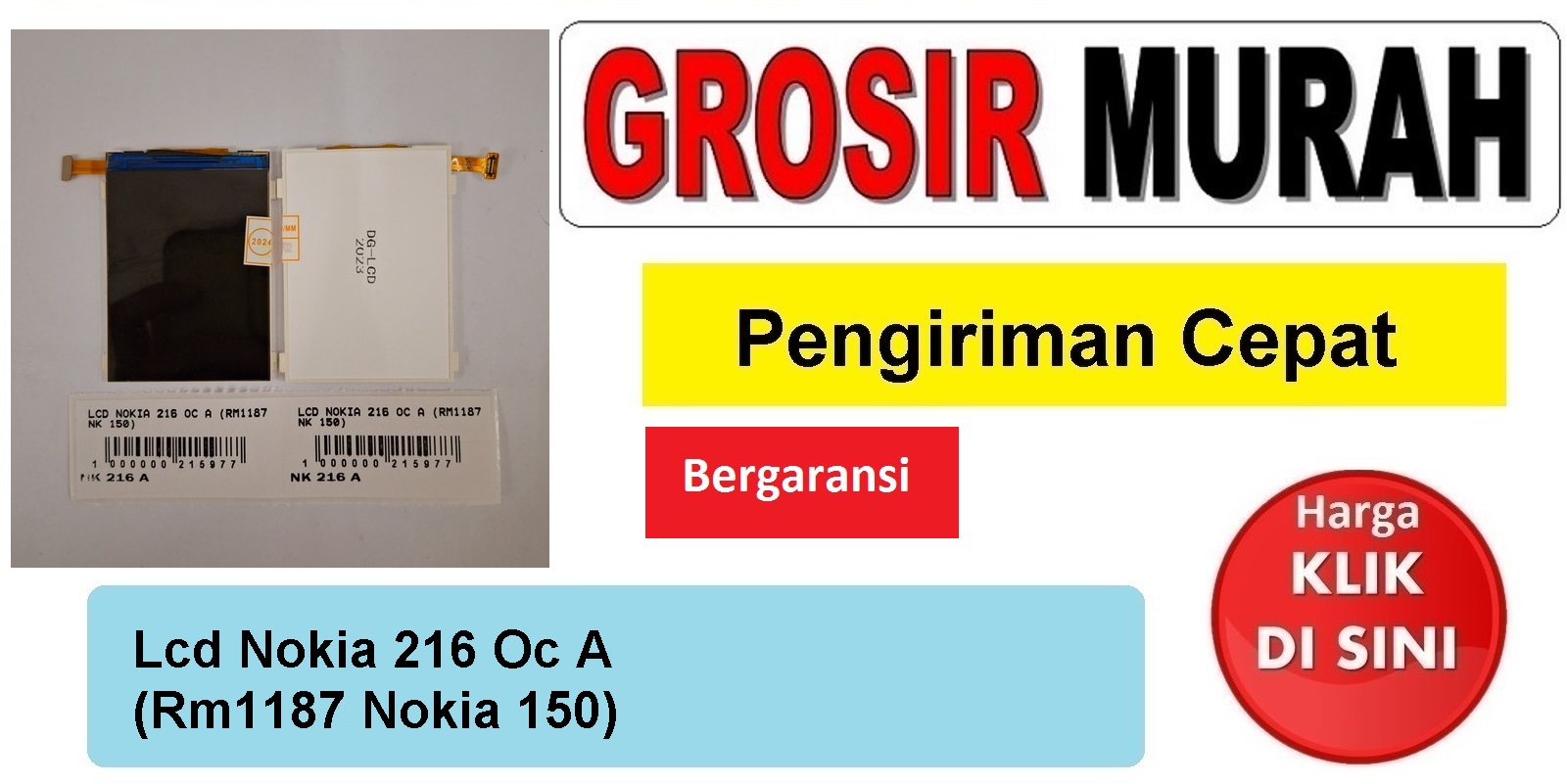 Lcd Nokia 216 Oc A (Rm1187 Nokia 150) Fullset Touchscreen Ts Touch screen Display Spare Part hp Grosir