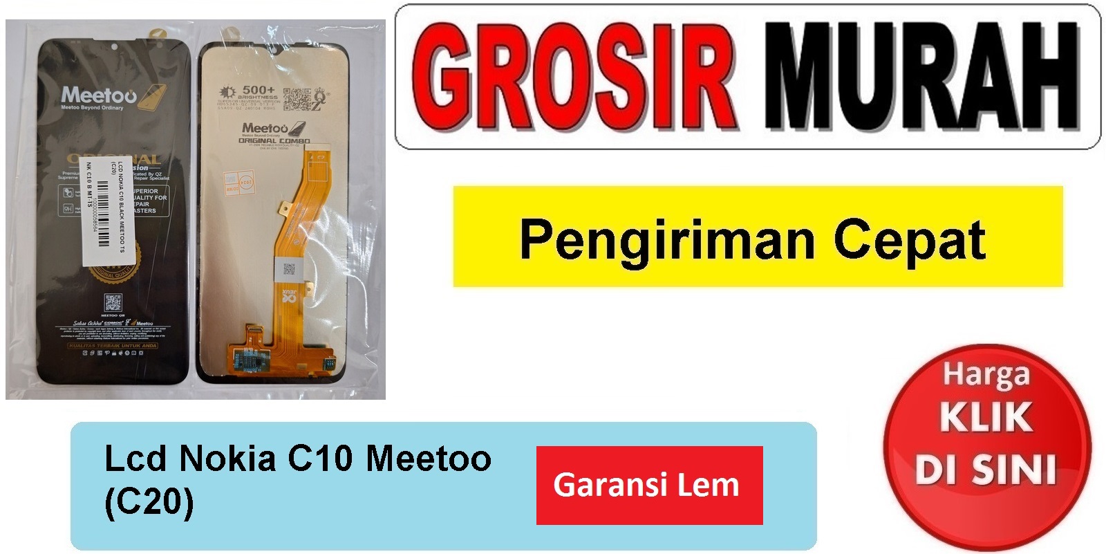 Lcd Nokia C10 Meetoo (C20) Fullset Touchscreen Garansi lem Termurah Spare Part Hp Grosir