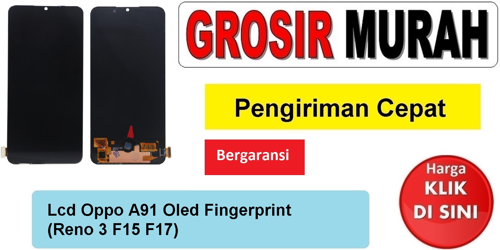 Lcd Oppo A91 Oled Fingerprint (Reno 3 F15 F17) Fullset Touchscreen Ts Touch screen Display Spare Part hp Grosir