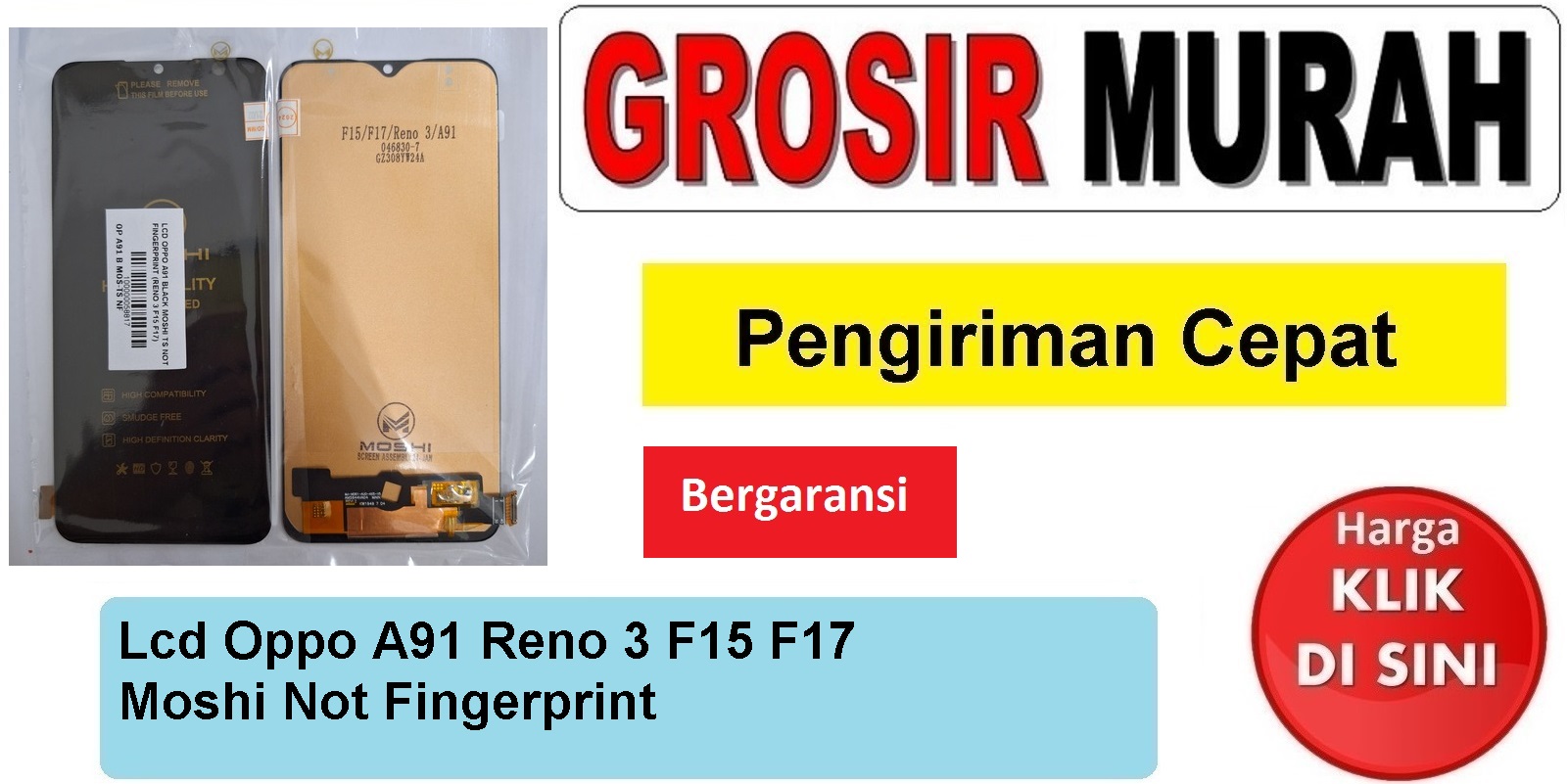 Lcd Oppo A91 Reno 3 F15 F17 Moshi Not Fingerprint Fullset Touchscreen Bergaransi Spare Part Hp Grosir