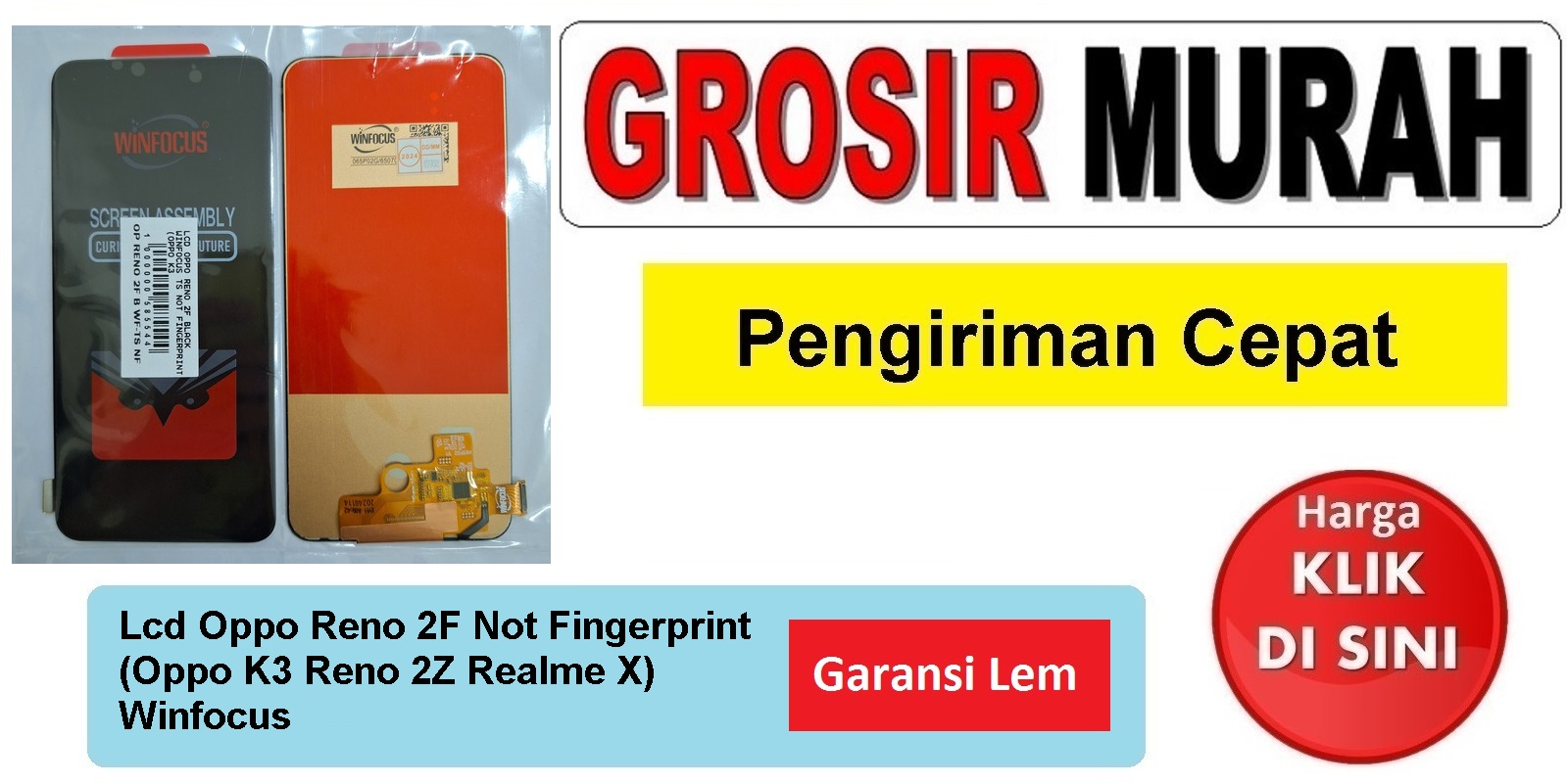 Lcd Oppo Reno 2F Winfocus Not Fingerprint (Oppo K3 Reno 2Z Realme X) Fullset Touchscreen Garansi lem Termurah Spare Part Hp Grosir