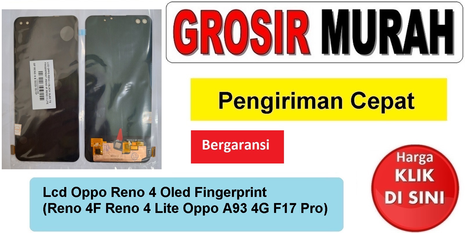 Lcd Oppo Reno 4 Oled Fingerprint (Reno 4F Reno 4 Lite Oppo A93 4G F17 Pro) Fullset Touchscreen Ts Touch screen Display Spare Part hp Grosir
