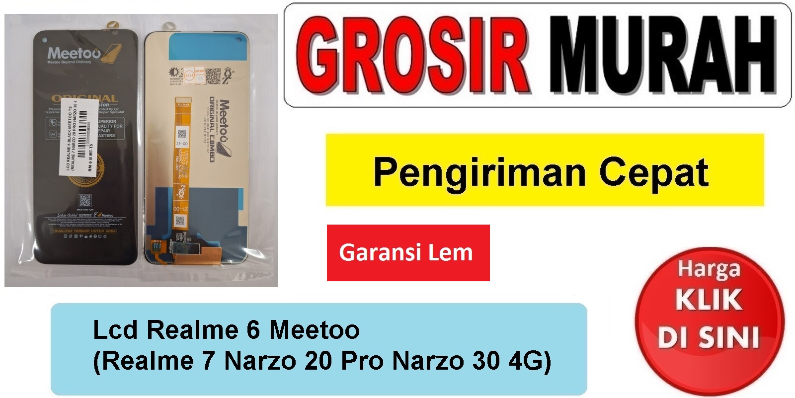 Lcd Realme 6 Meetoo (Realme 7 Narzo 20 Pro Narzo 30 4G) Fullset Touchscreen Garansi lem Termurah Spare Part Hp Grosir