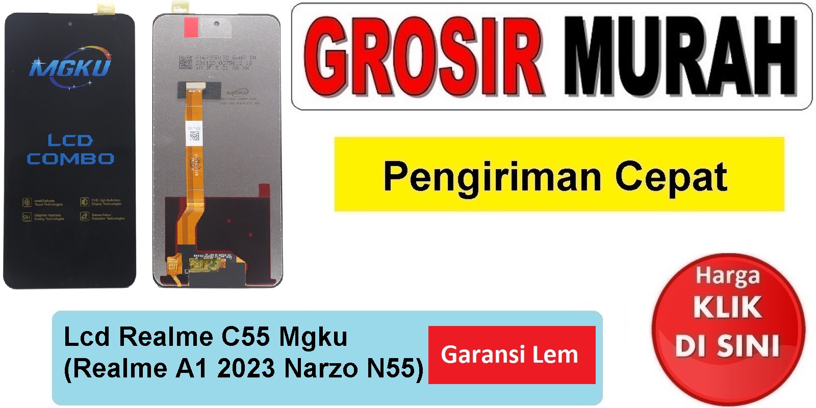 Lcd Realme C55 Mgku (Realme A1 2023 Narzo N55) Fullset Touchscreen Garansi lem Termurah Spare Part Hp Grosir