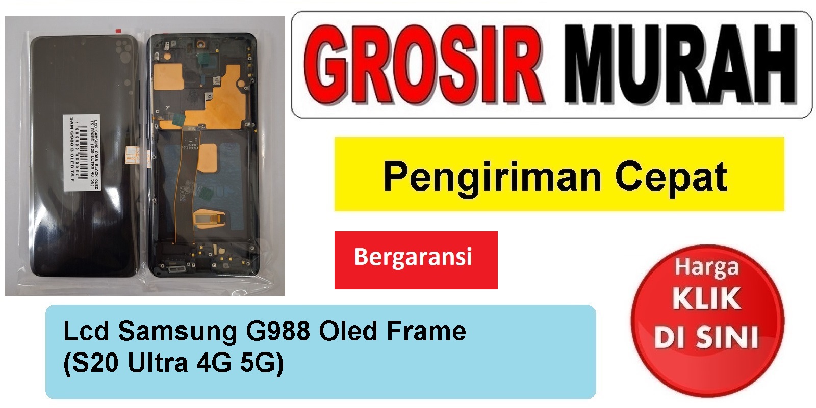 Lcd Samsung G988 Oled Frame (S20 Ultra 4G 5G) Fullset Touchscreen Ts Touch screen Display Spare Part hp Grosir