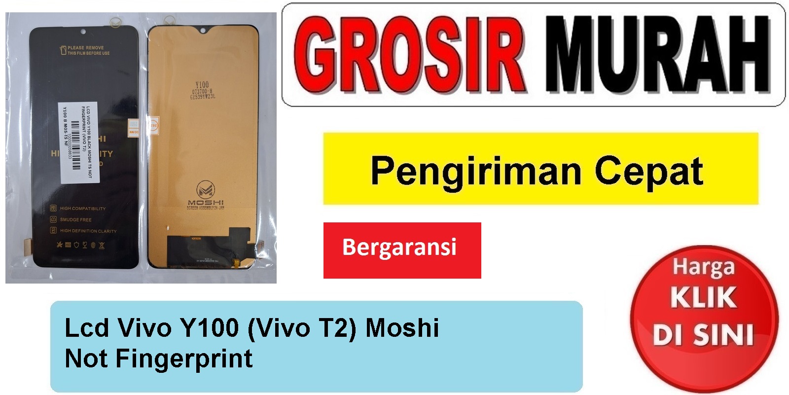 Lcd Vivo Y100 (Vivo T2) Moshi Not Fingerprint Fullset Touchscreen Bergaransi Spare Part Hp Grosir