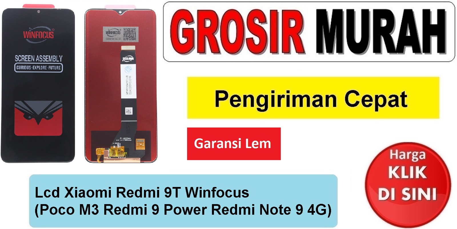 Lcd Xiaomi Redmi 9T Winfocus (Poco M3 Redmi 9 Power Redmi Note 9 4G) Fullset Touchscreen Garansi lem Termurah Spare Part Hp Grosir