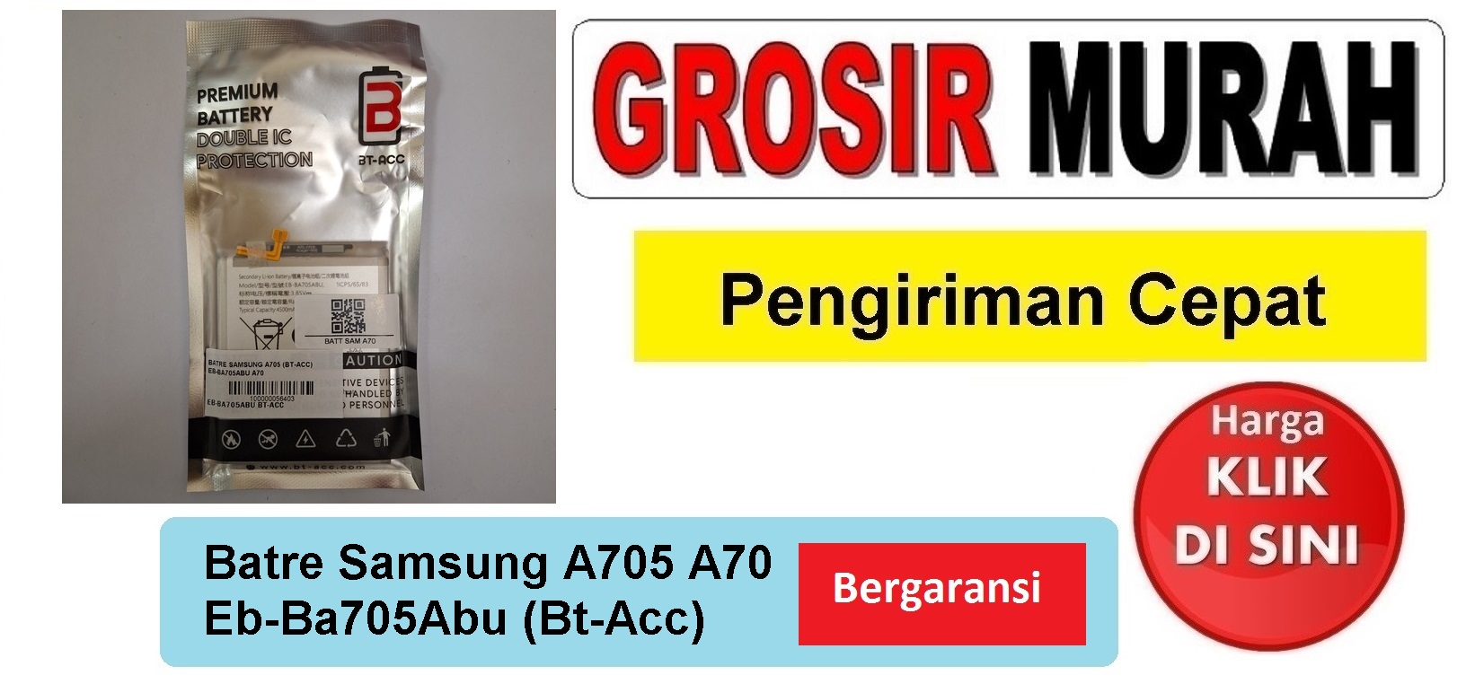 Batre Bt-acc Samsung A705 A70 Eb-Ba705Abu Double Power Ic Protector Baterai Battery Bergaransi Batere