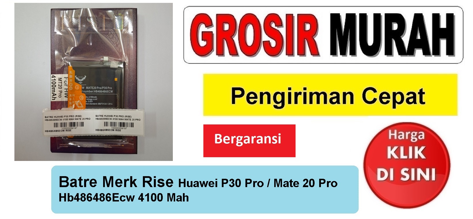 Batre Merk Rise Huawei P30 Pro Hb486486Ecw 4100 Mah Mate 20 Pro Baterai Battery Bergaransi Batere
