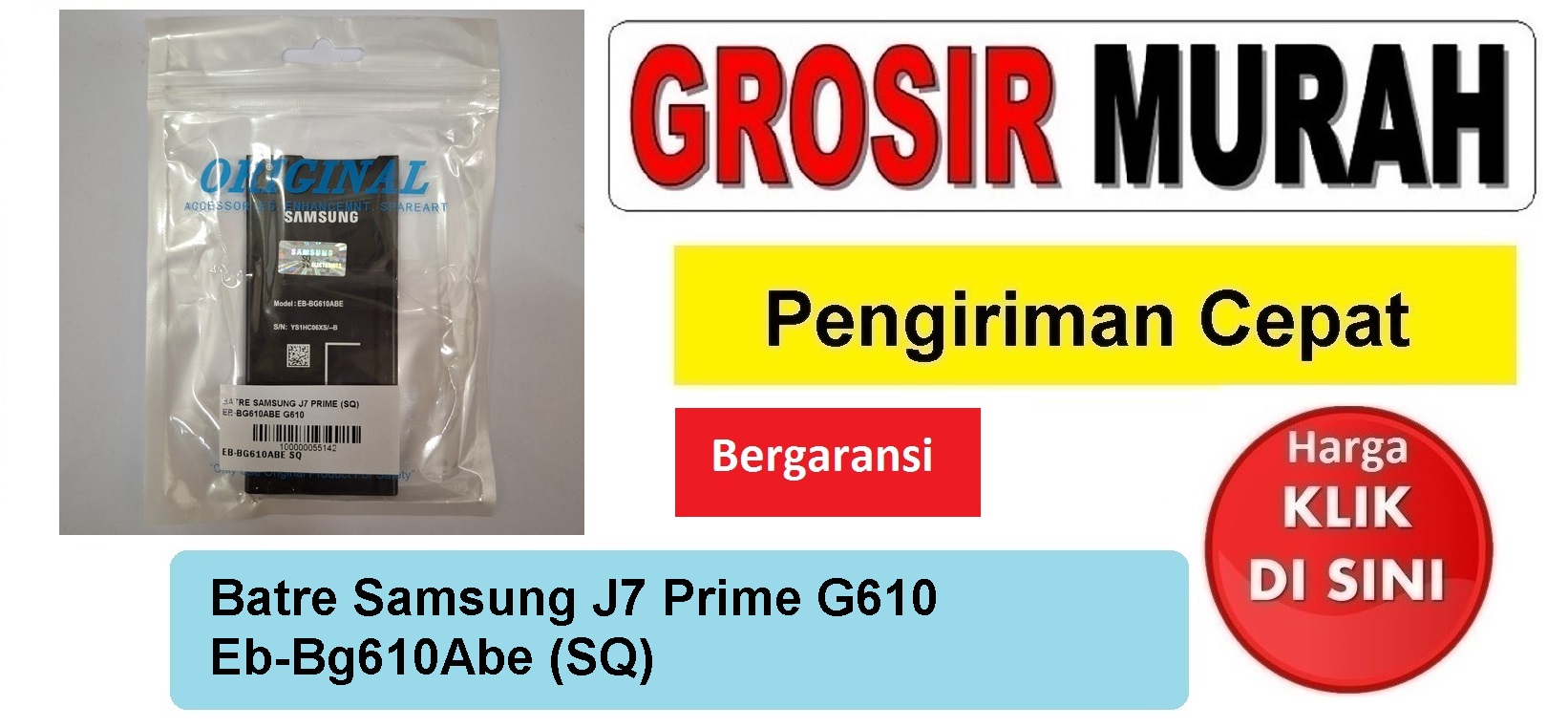 Batre Samsung J7 Prime G610 Eb-Bg610Abe (SQ) Baterai Battery Bergaransi Batere