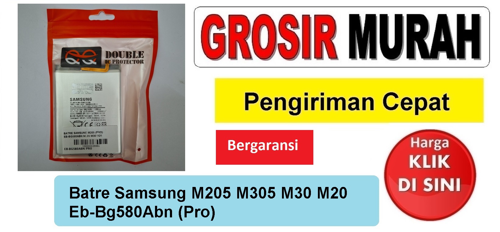 Batre Samsung M205 M305 M30 M20 Eb-Bg580Abn (Pro) Baterai Battery Bergaransi Batere