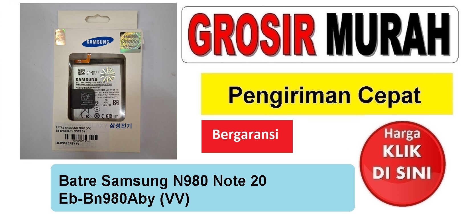 Batre Samsung N980 Note 20 Eb-Bn980Aby (VV) Baterai Battery Bergaransi Batere