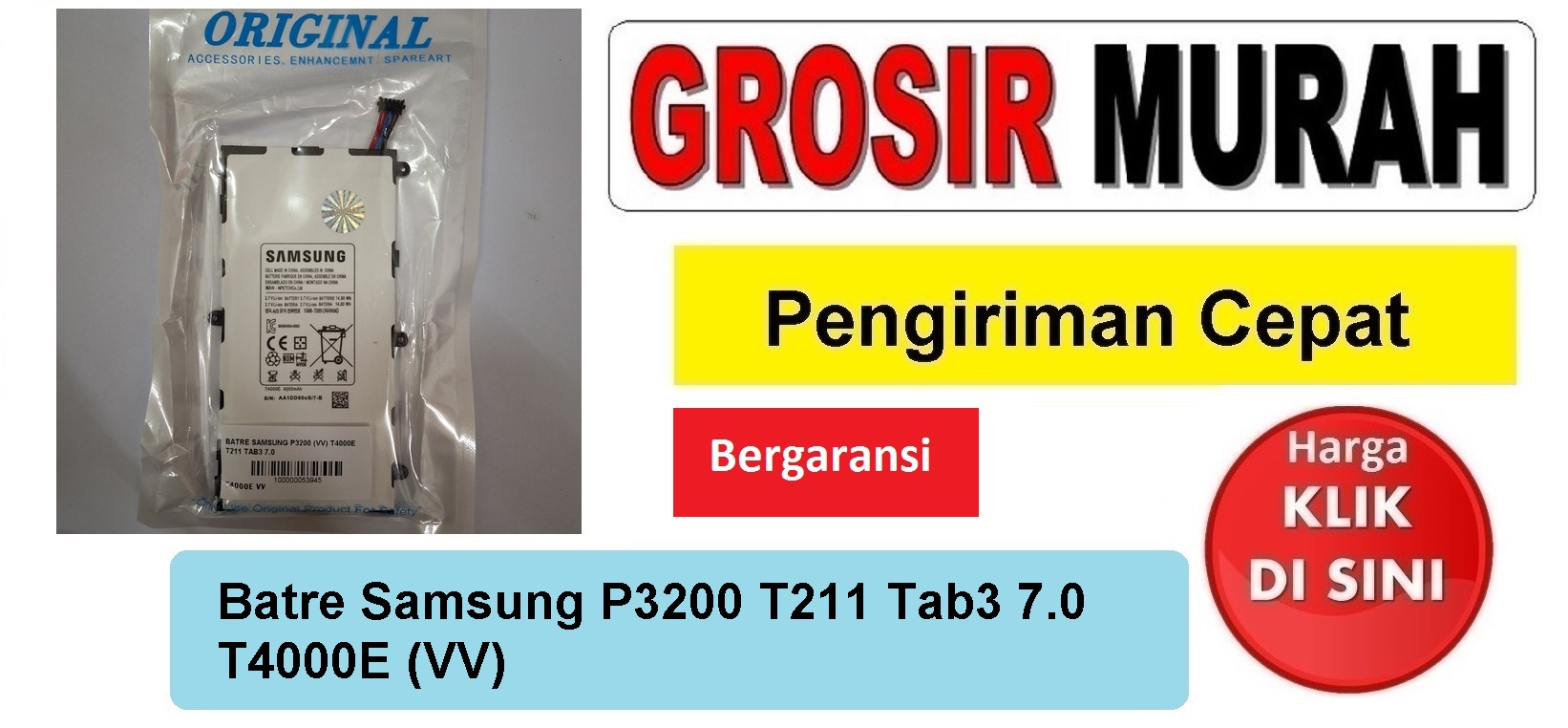 Batre Samsung P3200 T211 Tab3 7.0 T4000E (VV) Baterai Battery Bergaransi Batere