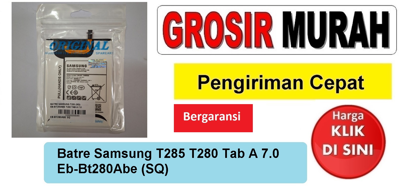 Batre Samsung T285 T280 Tab A 7.0 Eb-Bt280Abe (SQ) Baterai Battery Bergaransi Batere