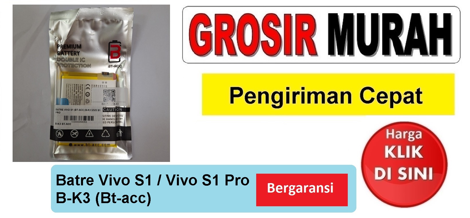 Pusat Penjualan Batre Vivo S1 (Bt-Acc) B-K3 Vivo S1 Pro Baterai Battery Bergaransi Batere Spare Part Hp Grosir