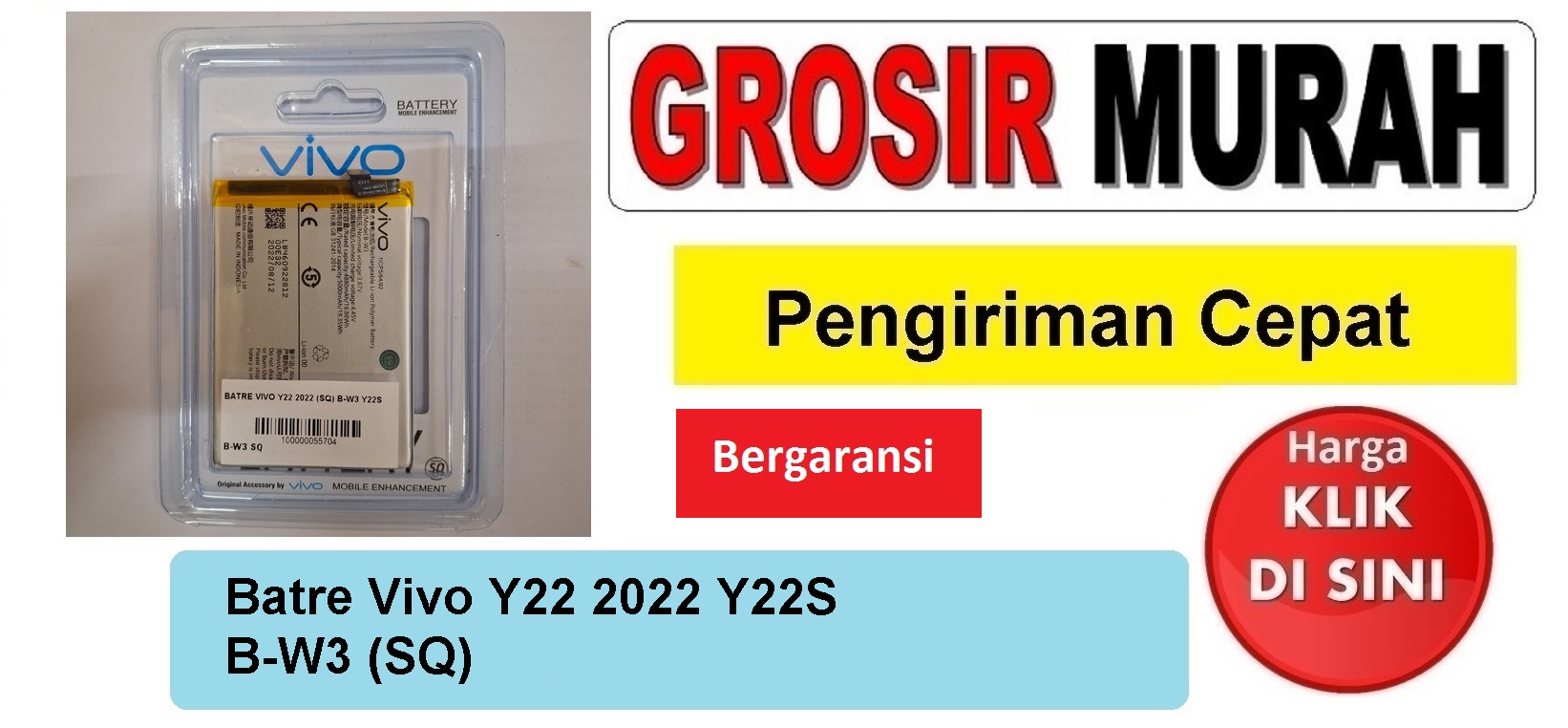 Jual Batre Vivo Y22 2022 Y22S B-W3 SQ Baterai Battery