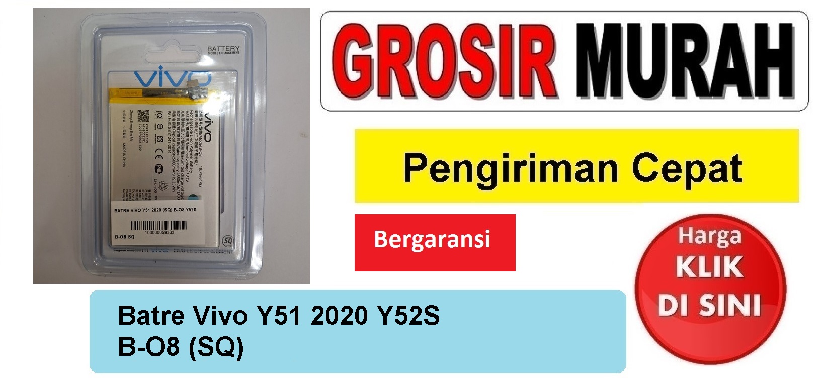 Jual Batre Vivo Y51 2020 Y52S B-O8 SQ Baterai Battery