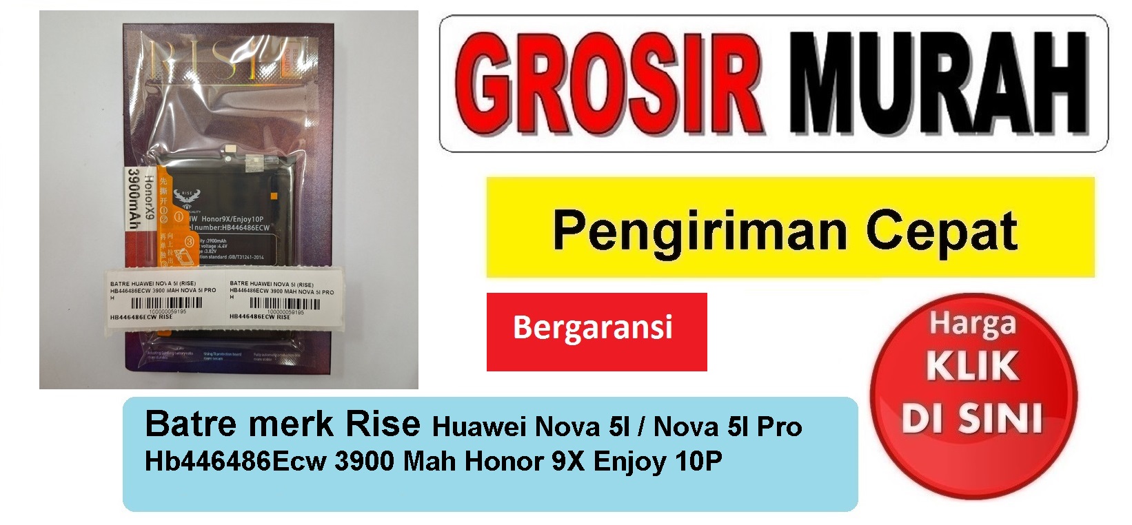 Batre merk Rise Huawei Nova 5I Hb446486Ecw 3900 Mah Nova 5I Pro Honor 9X Enjoy 10P Baterai Battery Bergaransi Batere