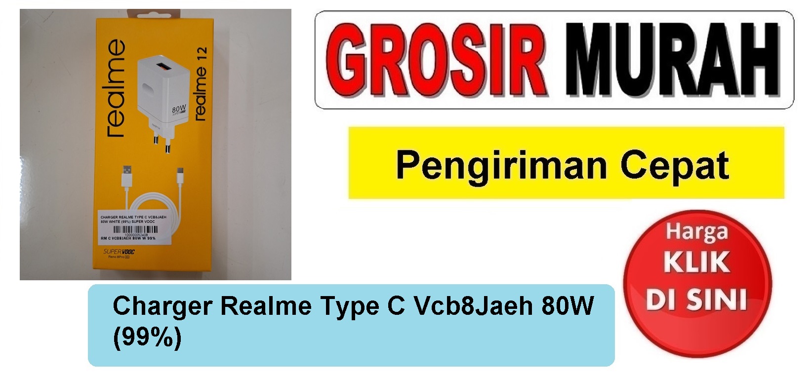 Pusat Penjualan Charger Realme Type C Vcb8Jaeh 80W (99%) casan tc usb cas Spare Part Hp Grosir