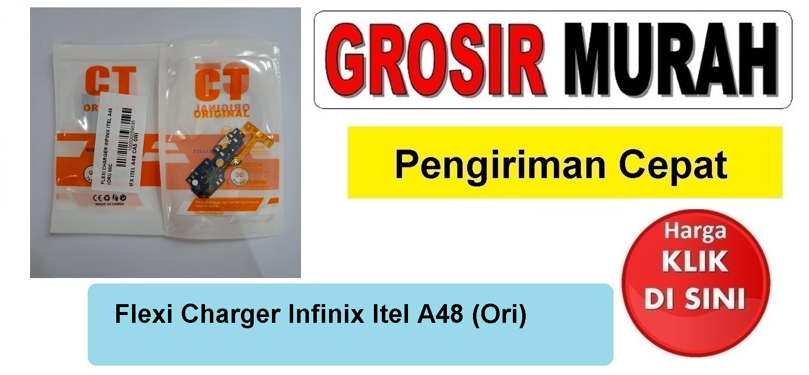 Flexi Charger Infinix Itel A48 (Ori) Mic Fleksibel Flexible Fleksi Flexibel Flex Con Tc Connector Pcb Konektor cas papan board charging