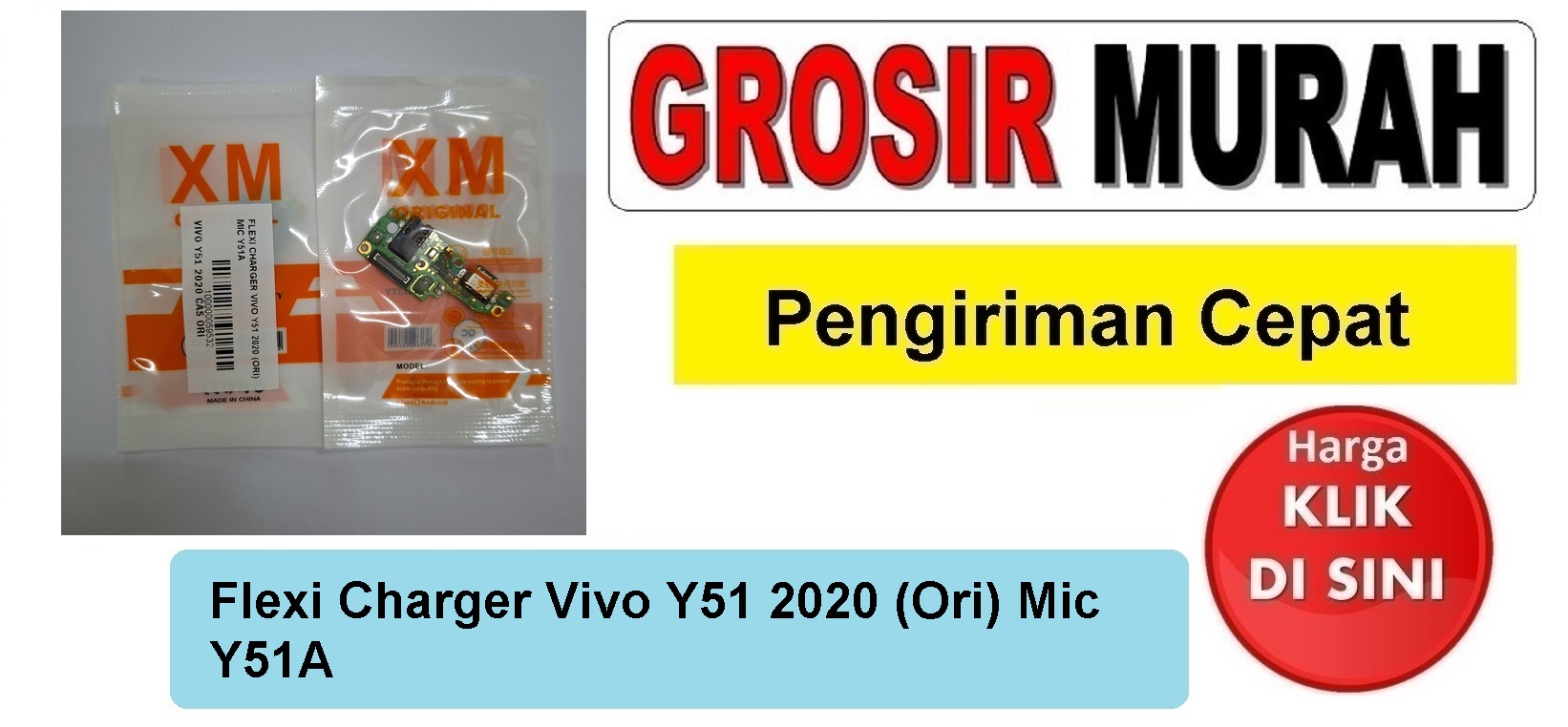 Flexi Charger Vivo Y51 2020 (Ori) Mic Y51A Fleksibel Flexible Fleksi Flexibel Flex Con Tc Connector Pcb Konektor cas papan board charging