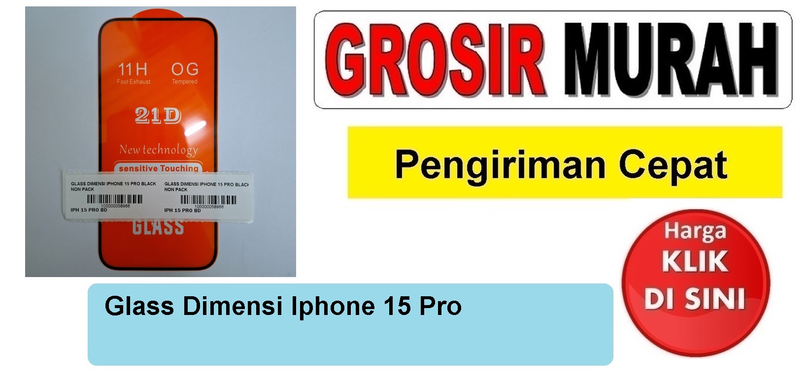 Pusat Penjualan Glass Dimensi Iphone 15 Pro Anti Gores Kaca Pelindung Layar Full Screen Protector Spare Part Hp Grosir