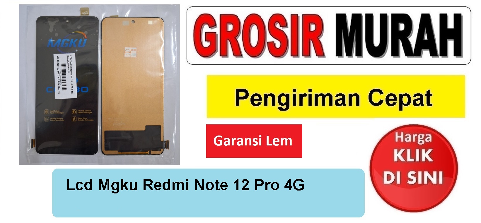 Lcd Mgku Redmi Note 12 Pro 4G Fullset Touchscreen Garansi lem Termurah