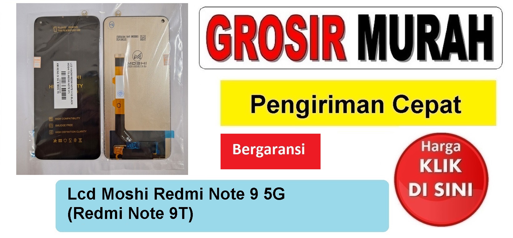 Lcd Redmi Note 9 5G (Redmi Note 9T) Fullset Touchscreen Bergaransi