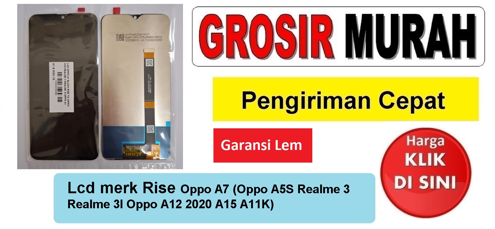 Lcd merk Rise Oppo A7 (Oppo A5S Realme 3 Realme 3I Oppo A12 2020 A15 A11K) Fullset Touchscreen Garansi lem Termurah