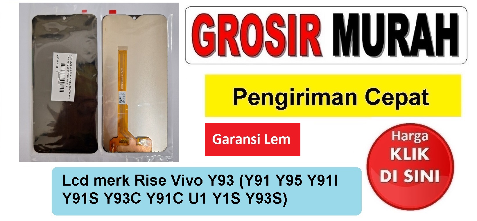 Lcd merk Rise Vivo Y93 (Y91 Y95 Y91I Y91S Y93C Y91C U1 Y1S Y93S) Fullset Touchscreen Garansi lem Termurah