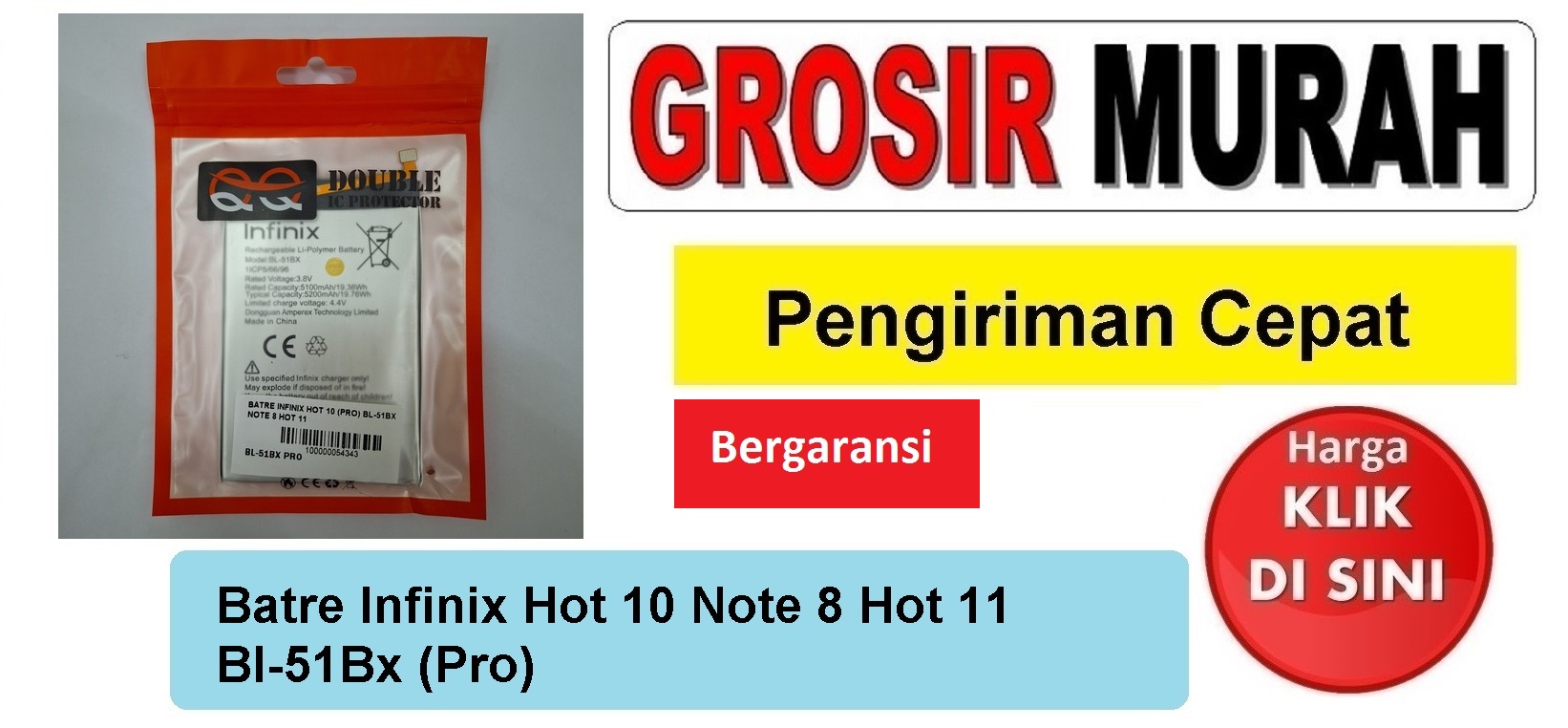Batre Infinix Hot 10 Note 8 Hot 11 Bl-51Bx (Pro) Baterai Battery Bergaransi Batere