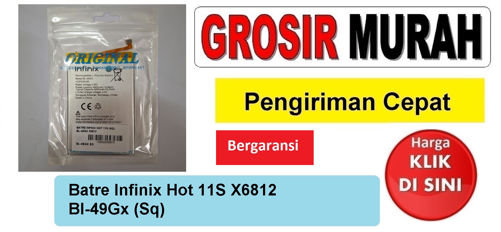 Batre Infinix Hot 11S X6812 Bl-49Gx (Sq) Baterai Battery Bergaransi Batere