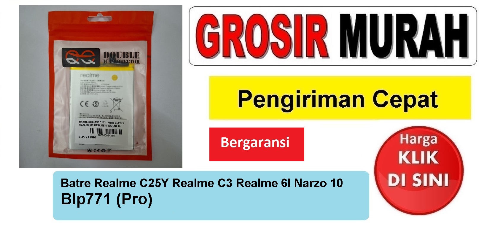 Batre Realme C25Y Realme C3 Realme 6I Narzo 10 Blp771 (Pro) Baterai Battery Bergaransi Batere