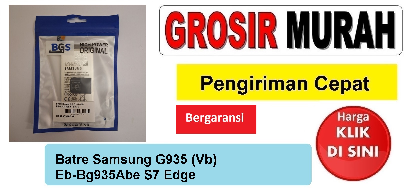 Batre Samsung G935 (Vb) Eb-Bg935Abe S7 Edge Baterai Battery Bergaransi Batere