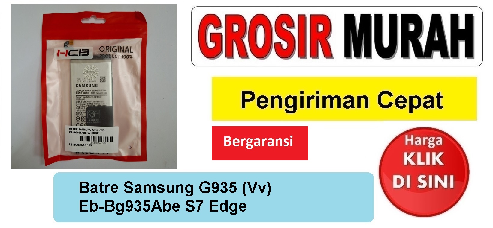 Batre Samsung G935 (Vv) Eb-Bg935Abe S7 Edge Baterai Battery Bergaransi Batere