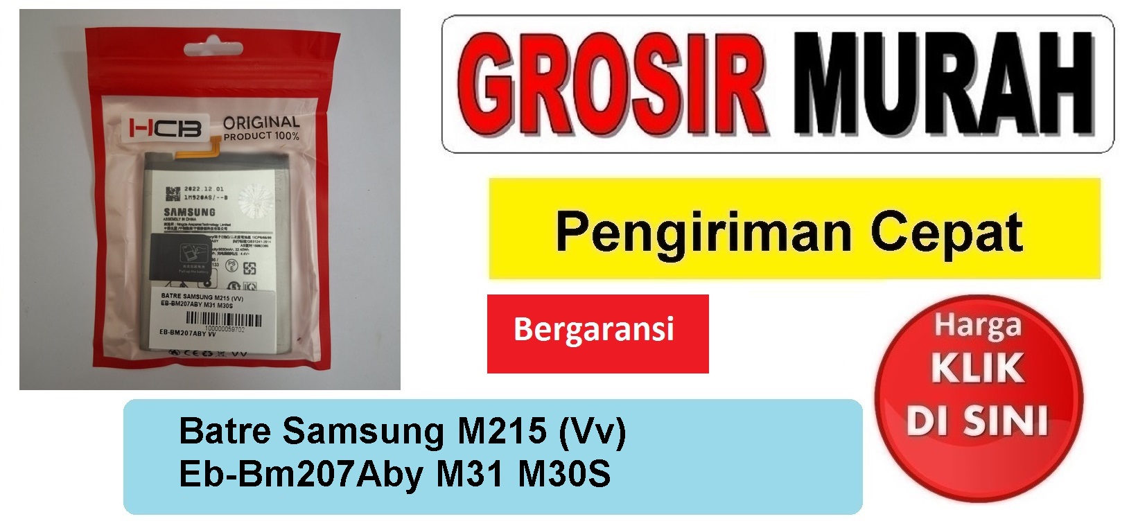 Batre Samsung M215 (Vv) Eb-Bm207Aby M31 M30S Baterai Battery Bergaransi Batere