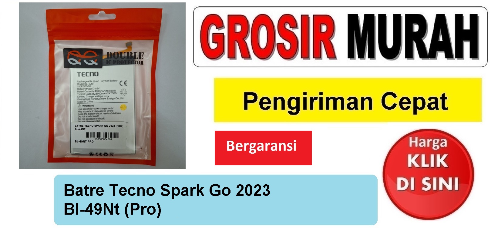 Batre Tecno Spark Go 2023 Bl-49Nt (Pro) Baterai Battery Bergaransi Batere