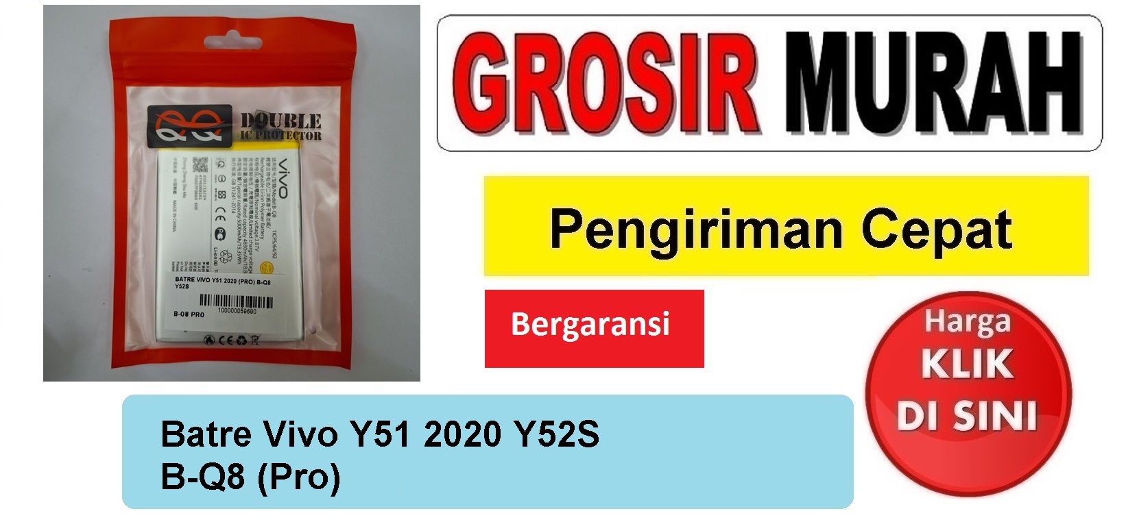 Jual Batre Vivo Y51 2020 Y52S B-Q8 (Pro) Baterai Battery