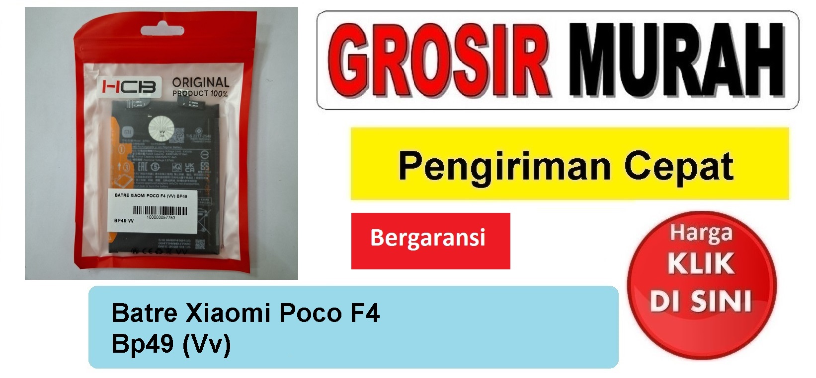 Batre Xiaomi Poco F4 Bp49 (Vv) Baterai Battery Bergaransi Batere