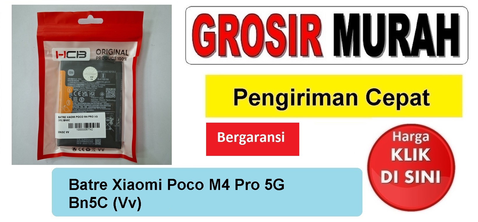Batre Xiaomi Poco M4 Pro 5G Bn5C (Vv) Baterai Battery Bergaransi Batere